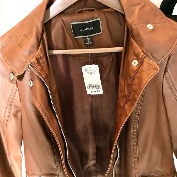 LeChateau Vegan Leather Caramel Jacket - Picture 4 of 8